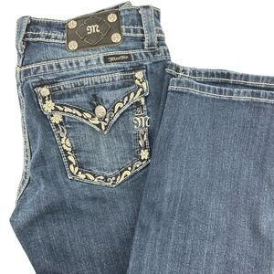 Miss Me Jeans Womens Sz 28 Boyfriend‎ Capri Embellished Floral Pockets Denim
